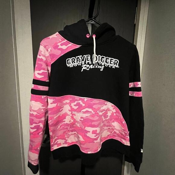 Pink Camo Grave digger hoodie - Picture 1 of 3